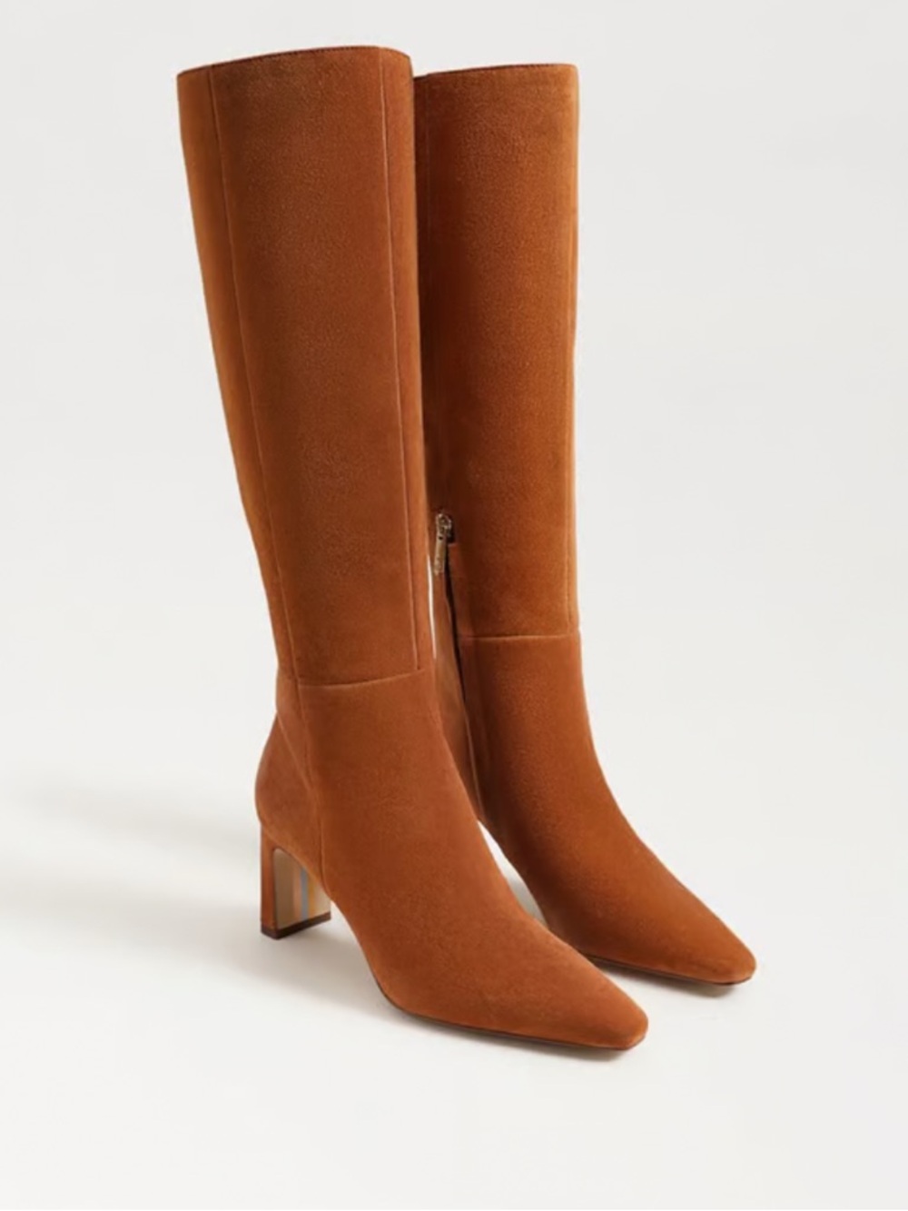 NWT Sam Edelman Tall Pointed-Toe Suede Boots - Cognac